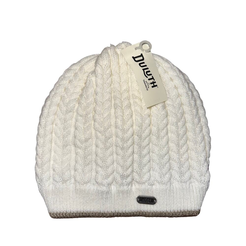 NWT Duluth Trading Co Women's Gathered Slouch Cable Knit Ivory Beanie OS